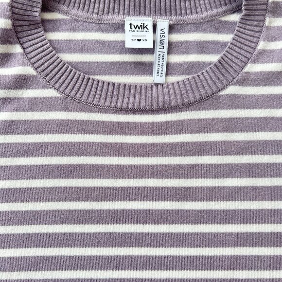 NWOT Simons Lavender & Off-White Striped Sweater – Women's XS - Picture 3 of 8